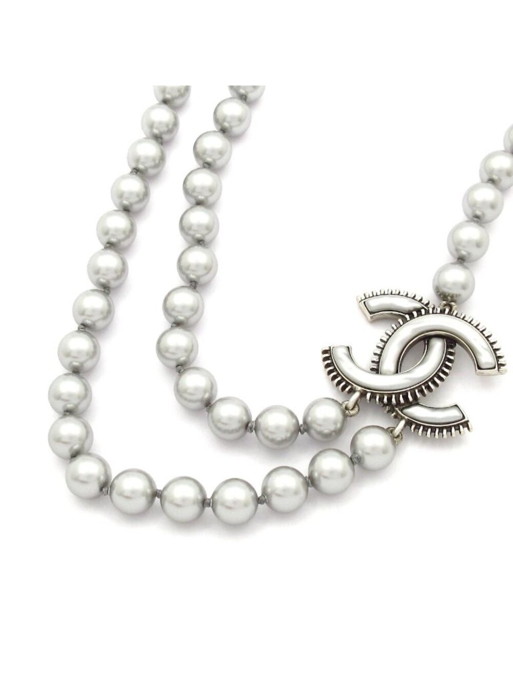 Chanel Necklace CC Logo Silver
